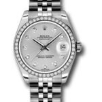 Rolex Steel and White Gold Datejust 31 Watch - 46 Diamond Bezel - Silver Diamond Dial - Jubilee Bracelet - 178384 sdj