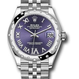Rolex Steel and White Gold Datejust 31 Watch - Domed 24 Diamond Bezel - Aubergine Roman Diamond 6 Dial - Jubilee Bracelet - 2020 Release - 278344RBR aubdr6j