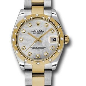 Rolex Steel and Yellow Gold Datejust 31 Watch - 24 Diamond Bezel - Mother-Of-Pearl Diamond Dial - Oyster Bracelet - 178343 mdo