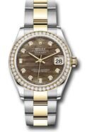 Rolex Steel and Yellow Gold Datejust 31 Watch - Diamond Bezel - Dark Mother-of-Pearl Diamond Dial - Oyster Bracelet - 278383RBR dkmdo