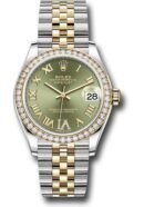 Rolex Steel and Yellow Gold Datejust 31 Watch - Diamond Bezel - Olive Green Diamond Roman Six Dial - Jubilee Bracelet - 278383RBR ogdr6j