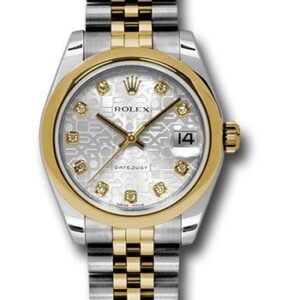 Rolex Steel and Yellow Gold Datejust 31 Watch - Domed Bezel - Silver Jubilee Diamond Dial - Jubilee Bracelet - 178243 sjdj