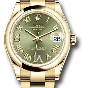 Rolex Yellow Gold Datejust 31 Watch - Domed Bezel - Olive Green Diamond Six Dial - Oyster Bracelet - 278248 ogdr6o