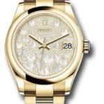 Rolex Yellow Gold Datejust 31 Watch - Domed Bezel - Paved Mother-of-Pearl Butterfly Dial - Oyster Bracelet - 278248 pmopbo